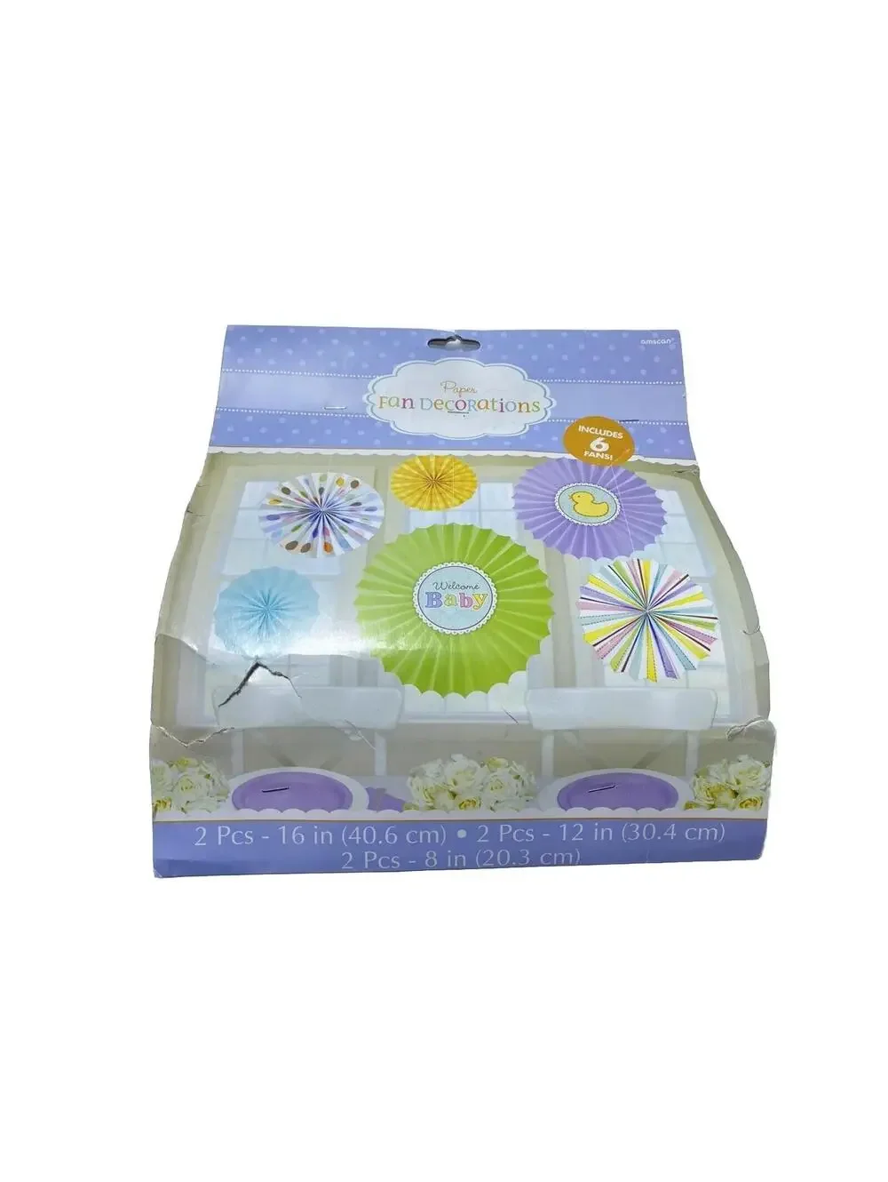 baby shower paper fan decorations 6pc set